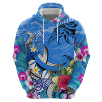Aloha Hawaii Hoodie Dolphins and Fish Hook Hibiscus