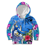 Aloha Hawaii Kid Hoodie Dolphins and Fish Hook Hibiscus