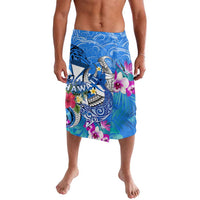 Aloha Hawaii Lavalava Dolphins and Fish Hook Hibiscus DT02 Blue - Polynesian Pride