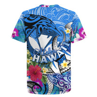 Aloha Hawaii Rugby Jersey Dolphins and Fish Hook Hibiscus DT02 - Polynesian Pride