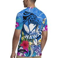 Aloha Hawaii Rugby Jersey Dolphins and Fish Hook Hibiscus DT02 - Polynesian Pride