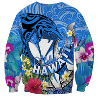 Aloha Hawaii Sweatshirt Dolphins and Fish Hook Hibiscus DT02 - Polynesian Pride