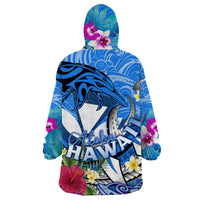 Aloha Hawaii Wearable Blanket Hoodie Dolphins and Fish Hook Hibiscus DT02 - Polynesian Pride