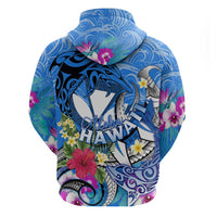 Aloha Hawaii Zip Hoodie Dolphins and Fish Hook Hibiscus