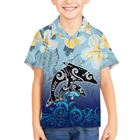 Mother And Baby Dolphins Kid Hawaiian Shirt Hawaii Hibiscus