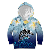 Mother And Baby Dolphins Kid Hoodie Hawaii Hibiscus