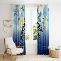 Mother And Baby Dolphins Window Curtain Hawaii Hibiscus