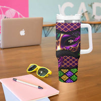 Happy Mardi Gras Tumbler With Handle Mask Feather Colorfull DT02 - Polynesian Pride