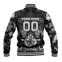 Personalized All Black Baseball Jacket New Zealand Rugby Mascot Maori