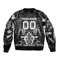Personalized All Black Bomber Jacket New Zealand Rugby Mascot Maori