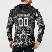Personalized All Black Button Sweatshirt New Zealand Rugby Mascot Maori