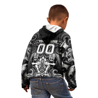 Personalized All Black Kid Hoodie New Zealand Rugby Mascot Maori