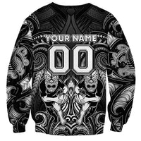 Personalized All Black Sweatshirt New Zealand Rugby Mascot Maori