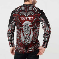 Personalized New Zealand Aotearoa Rugby Button Sweatshirt Maori Fern Tattoo Art