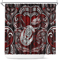 New Zealand Aotearoa Rugby Shower Curtain Maori Fern Tattoo Art
