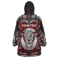 Personalized New Zealand Aotearoa Rugby Wearable Blanket Hoodie Maori Fern Tattoo Art