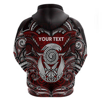 Personalized New Zealand Aotearoa Rugby Zip Hoodie Maori Fern Tattoo Art