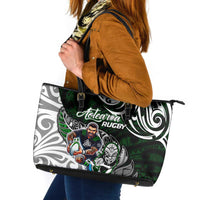 NZ Aotearoa Rugby Leather Tote Bag New Zealand Silver Fern