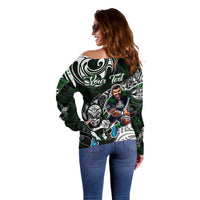 Personalized NZ Aotearoa Rugby Off Shoulder Sweater New Zealand Silver Fern