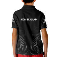 New Zealand Kid Polo Shirt Rugby 2023 Champions Black DT02 - Polynesian Pride
