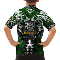Personalised Warriors Maori Darts Family Matching Off The Shoulder Long Sleeve Dress and Hawaiian Shirt New Zealand Darts Silver Fern