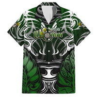 Personalised Warriors Maori Darts Family Matching Off Shoulder Short Dress and Hawaiian Shirt New Zealand Darts Silver Fern