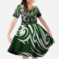 Personalised Warriors Maori Darts Kid Short Sleeve Dress New Zealand Darts Silver Fern