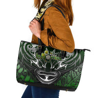 Warriors Maori Darts Leather Tote Bag New Zealand Darts Silver Fern