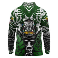 Personalised Warriors Maori Darts Long Sleeve Polo Shirt New Zealand Darts Silver Fern