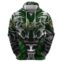 Personalised Warriors Maori Darts Zip Hoodie New Zealand Darts Silver Fern