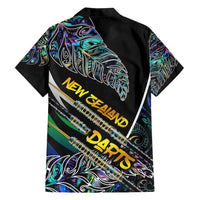 Personalised New Zealand Darts Family Matching Off Shoulder Maxi Dress and Hawaiian Shirt NZ Paua Shell Maori Fern