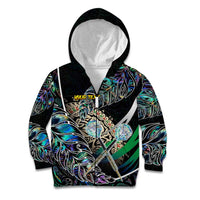 Personalised New Zealand Darts Kid Hoodie NZ Paua Shell Maori Fern