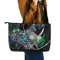 New Zealand Darts Leather Tote Bag NZ Paua Shell Maori Fern