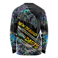 Personalised New Zealand Darts Long Sleeve Shirt NZ Paua Shell Maori Fern