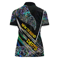 Personalised New Zealand Darts Women Polo Shirt NZ Paua Shell Maori Fern