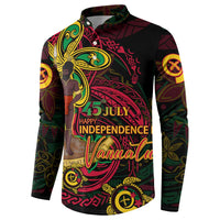 Custom Vanuatu 45th Independence Anniversary Button Sweatshirt Flower Melanesian Namele Turtle DT02 - Polynesian Pride