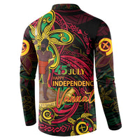Custom Vanuatu 45th Independence Anniversary Button Sweatshirt Flower Melanesian Namele Turtle DT02 - Polynesian Pride
