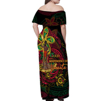 Custom Vanuatu 45th Independence Anniversary Family Matching Off Shoulder Maxi Dress and Hawaiian Shirt Flower Melanesian Namele Turtle - Polynesian Pride