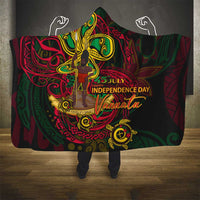 Vanuatu 45th Independence Anniversary Hooded Blanket Flower Melanesian Namele Turtle - Polynesian Pride