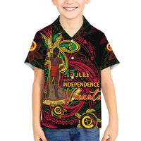 Custom Vanuatu 45th Independence Anniversary Kid Hawaiian Shirt Flower Melanesian Namele Turtle - Polynesian Pride