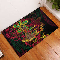 Vanuatu 45th Independence Anniversary Rubber Doormat Flower Melanesian Namele Turtle DT02 - Polynesian Pride