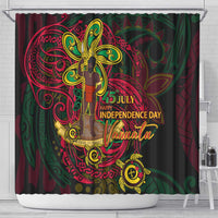 Vanuatu 45th Independence Anniversary Shower Curtain Flower Melanesian Namele Turtle - Polynesian Pride