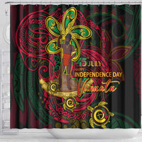 Vanuatu 45th Independence Anniversary Shower Curtain Flower Melanesian Namele Turtle - Polynesian Pride