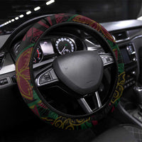 Vanuatu 45th Independence Anniversary Steering Wheel Cover Flower Melanesian Namele Turtle DT02 Universal Fit Black - Polynesian Pride
