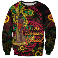 Custom Vanuatu 45th Independence Anniversary Sweatshirt Flower Melanesian Namele Turtle DT02 Unisex Black - Polynesian Pride