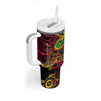 Vanuatu 45th Independence Anniversary Tumbler With Handle Flower Melanesian Namele Turtle - Polynesian Pride