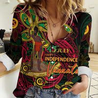 Custom Vanuatu 45th Independence Anniversary Women Casual Shirt Flower Melanesian Namele Turtle - Polynesian Pride