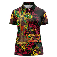 Custom Vanuatu 45th Independence Anniversary Women Polo Shirt Flower Melanesian Namele Turtle DT02 Female Black - Polynesian Pride
