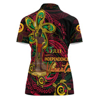 Custom Vanuatu 45th Independence Anniversary Women Polo Shirt Flower Melanesian Namele Turtle DT02 - Polynesian Pride