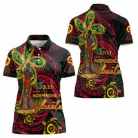 Custom Vanuatu 45th Independence Anniversary Women Polo Shirt Flower Melanesian Namele Turtle DT02 - Polynesian Pride